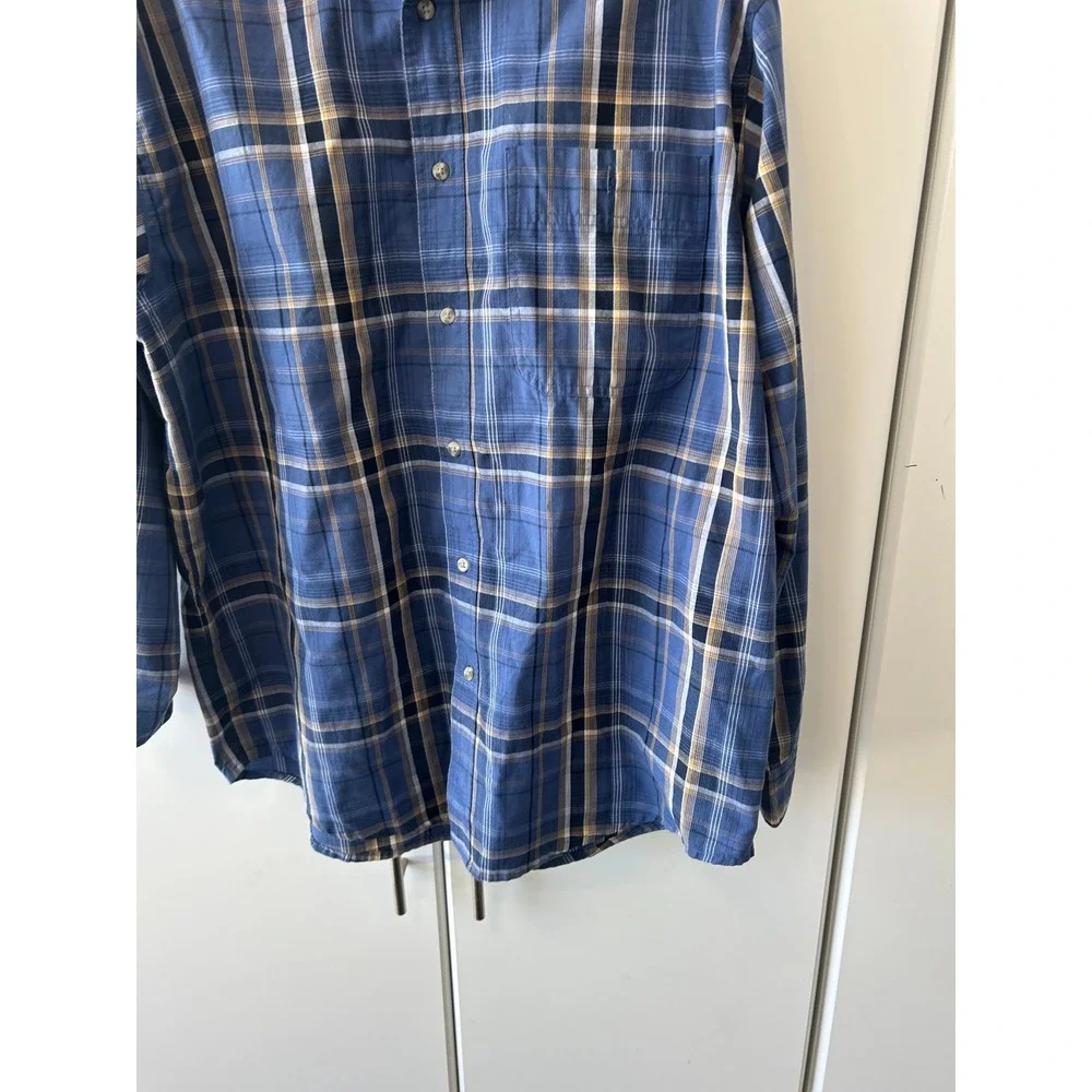 Wrangler‎ Rugged Wear Mens Blue Plaid Button Down Shirt XL RWL41MB